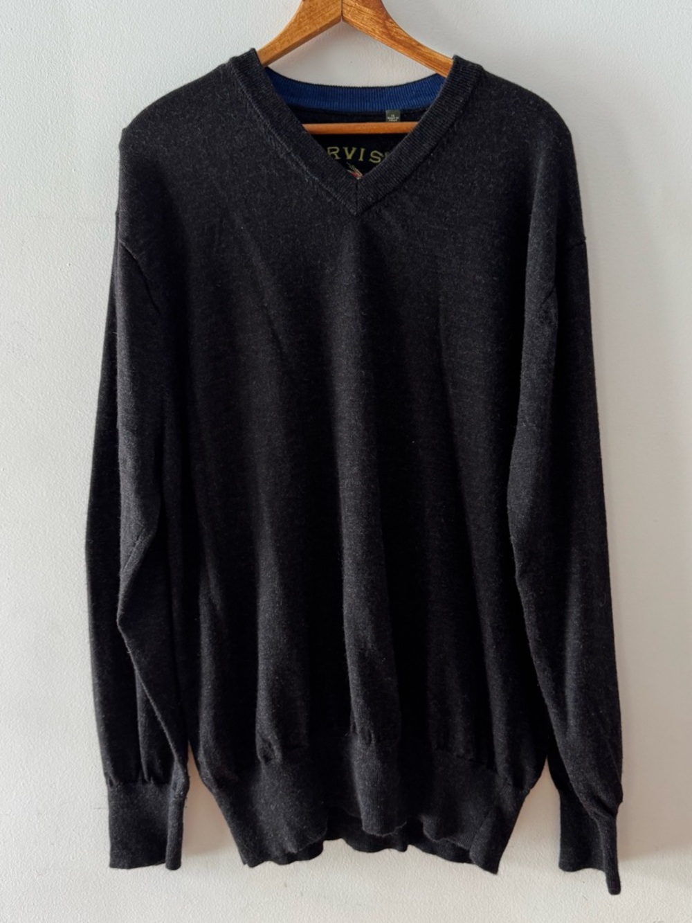 Orvis Men's Gray Wool V-Neck Sweater Size‎ XL